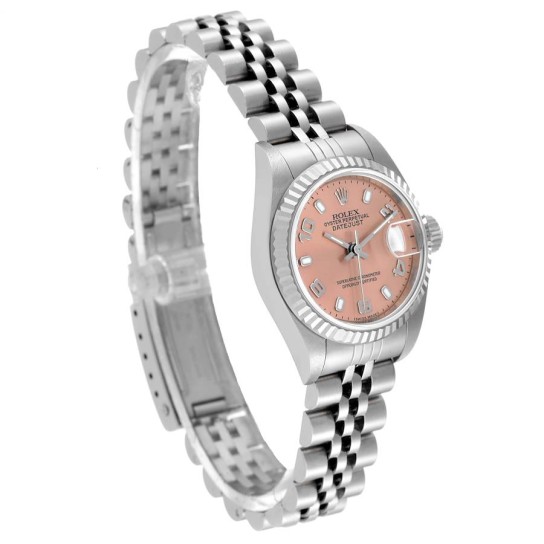 Rolex Datejust 26 Steel White Gold Salmon Dial Ladies Watch 79174