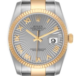 Rolex Datejust 36 Steel Yellow Gold Sunbeam Dial Mens Watch 116233