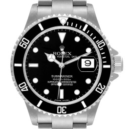 Rolex Submariner Black Dial Steel Mens Watch 16610